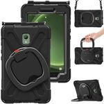 Per Samsung Galaxy Tab Active5 X300 Custodia tablet PC ibrida in silicone con supporto e tracolla (nero)