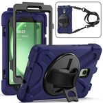 Custodia per tablet PC ibrida in silicone con impugnatura rotante per Samsung Galaxy Tab Active5 X300 con tracolla (blu navy)