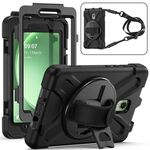 Custodia per tablet PC ibrida in silicone con impugnatura rotante per Samsung Galaxy Tab Active5 X300 con tracolla (nera)