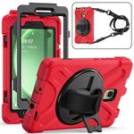 Custodia per tablet PC ibrida in silicone con impugnatura rotante per Samsung Galaxy Tab Active5 X300 con tracolla (rosso)
