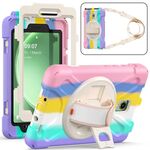Per Samsung Galaxy Tab Active5 X300 Custodia per tablet PC ibrida in silicone con impugnatura rotante con tracolla (rosa colorato)