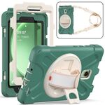 Custodia per tablet PC ibrida in silicone con impugnatura rotante per Samsung Galaxy Tab Active5 X300 con tracolla (verde smeraldo)