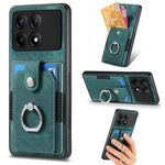 Custodia per telefono a portafoglio con carta ad anello retrò per Xiaomi Redmi K70E (verde)