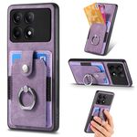 Per Xiaomi Redmi K70E Custodia per telefono a portafoglio con carta ad anello retrò con sensazione di pelle (viola)