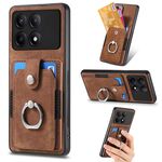 Per Xiaomi Redmi K70E Custodia per telefono a portafoglio con carta ad anello effetto pelle retrò (marrone)