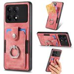 Custodia per telefono a portafoglio con carta ad anello retrò per Xiaomi Redmi K70E (rosa)