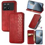 Custodia per telefono in pelle magnetica pressata con griglia cubica per Xiaomi Redmi K70E (rossa)