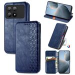 Custodia per telefono in pelle magnetica pressata con griglia cubica per Xiaomi Redmi K70E (blu)