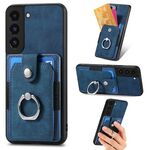 Custodia per telefono a portafoglio con carta ad anello retrò per Samsung Galaxy S22+ 5G (blu)