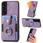 Custodia per telefono a portafoglio con carta ad anello retrò per Samsung Galaxy S22+ 5G (viola)