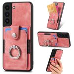 Custodia per telefono a portafoglio con carta ad anello retrò per Samsung Galaxy S22+ 5G (rosa)