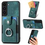 Custodia per telefono a portafoglio con carta ad anello retrò per Samsung Galaxy S22+ 5G (verde)
