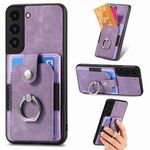 Custodia per telefono a portafoglio con carta ad anello retrò per Samsung Galaxy S22 5G (viola)