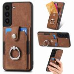 Custodia per telefono a portafoglio con carta ad anello retrò per Samsung Galaxy S22 5G (marrone)