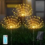 1 Trascina 3 Luce calda 360 LED Fuochi d'artificio solari Lampada Erba Globo Tarassaco Flash String con telecomando