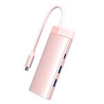 Convertitore docking station hub USB multifunzione BS7A 7 in 1 Type-C Docking Station (rosa)