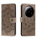 Per Xiaomi 13 Custodia in pelle per telefono con motivo mandala in rilievo Ultra Sun (grigio)