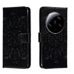 Per Xiaomi 13 Custodia in pelle per telefono con motivo in rilievo Mandala Ultra Sun (nera)