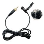 Microfono lavalier a trasmissione wireless con spina filettata interna diritta da 3,5 mm, lunghezza: 1,5 m (copertura antivento in pelliccia di coniglio)