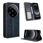 Custodia per telefono in pelle con texture retrò con fibbia ultra magnetica per Xiaomi 14 (blu)