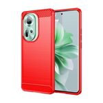 Per OPPO Reno11 Global Custodia per telefono in TPU in fibra di carbonio con texture spazzolata (rossa)