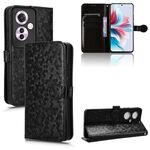 Per OPPO Reno 11 F 5G / F25 Pro Custodia per telefono in pelle con texture a nido d'ape (nera)