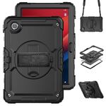 Per Lenovo Tab M11 /Xiaoxin Pad 2024 Custodia tablet PC ibrida in silicone con tracolla (nera)