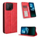 Custodia per telefono in pelle con texture retrò con fibbia magnetica per ASUS ROG Phone 8/8 Pro (rossa)