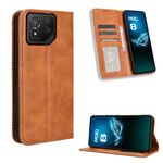 Custodia per telefono in pelle con texture retrò con fibbia magnetica per ASUS ROG Phone 8/8 Pro (marrone)