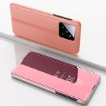 Per Xiaomi 14 Custodia per telefono in pelle con vibrazione orizzontale a specchio placcato con supporto (oro rosa)