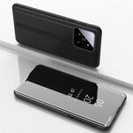 Per Xiaomi 14 Custodia per telefono in pelle con vibrazione orizzontale a specchio placcato con supporto (nero)