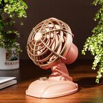 Mini ventilatore elettrico silenzioso da tavolo per ufficio Ventilatore retrò USB da esterno per desktop (rosa)