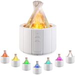 Umidificatore da tavolo con diffusore di aromi con telecomando a forma di falò, colore: bianco colorato