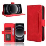 Custodia per telefono in pelle con slot per schede con texture di vitello Ultra Skin Feel per Xiaomi 14 (rosso)