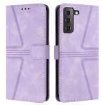 Per Samsung Galaxy S22+ 5G Custodia per telefono in pelle tinta unita triangolare (viola)