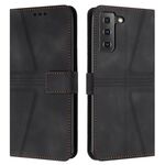 Per Samsung Galaxy S22 5G Custodia per telefono in pelle tinta unita triangolare (nera)