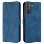Per Samsung Galaxy S22 5G Custodia per telefono in pelle tinta unita triangolare (blu)