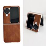 Per OPPO Find N3 Flip Skin Feel Custodia in pelle con vernice perlescente antiurto (marrone)