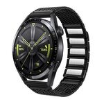 Per Huawei Watch 4/4 Pro Cinturino per orologio in acciaio inossidabile con catena intrecciata con chiusura magnetica da 22 mm (nero)