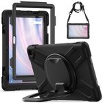 Custodia per tablet PC ibrida in silicone per Amazon Kindle Fire HD10 2023 con supporto e tracolla (nero)