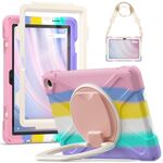 Custodia per tablet PC ibrida in silicone per Amazon Kindle Fire HD10 2023 con supporto e tracolla (colorato rosa)