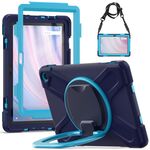 Custodia per tablet PC ibrida in silicone per Amazon Kindle Fire HD10 2023 con supporto e tracolla (blu navy)