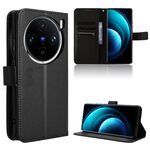 Custodia per telefono in pelle con texture diamante vivo X100 Pro 5G (nera)
