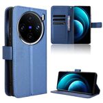 Custodia per telefono in pelle con texture diamante vivo X100 Pro 5G (blu)