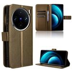 Custodia per telefono in pelle con texture diamante vivo X100 Pro 5G (marrone)