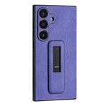 Custodia per telefono antiurto con staffa push-pull in pelle PU per Samsung Galaxy S24+ 5G (viola)