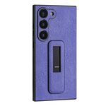 Custodia per telefono antiurto con staffa push-pull in pelle PU per Samsung Galaxy S22+ 5G (viola)