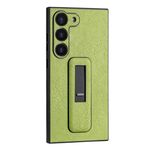 Custodia per telefono antiurto con staffa push-pull in pelle PU per Samsung Galaxy S22 5G (verde)