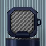 Per Galaxy Buds Live / Pro /2/2 Pro / FE Custodia per PC ibrida in TPU in fibra di carbonio con gancio (blu scuro)