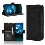 Per ASUS ROG Phone 8 Skin Feel Pelle di vitello Texture Slot per schede Custodia in pelle per telefono (Nero)